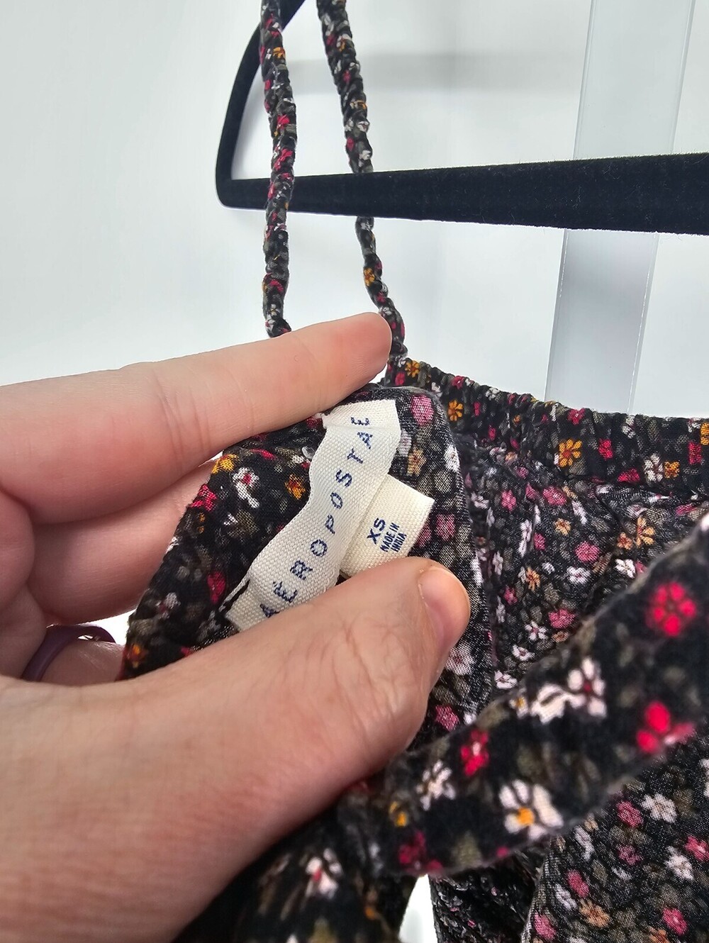 Y2K Aeropostale Womens Sz S Cropped Bralette Top Black Floral Boho Print - Picture 2 of 3